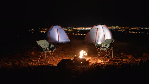 Camp Fire Tent Night