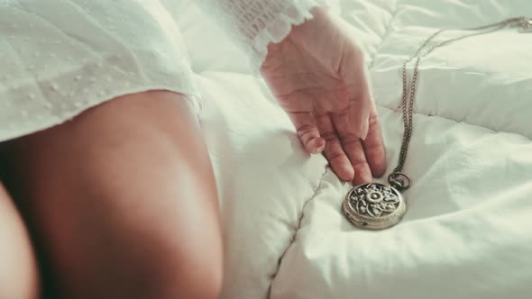 Woman in an old vintage Hotel