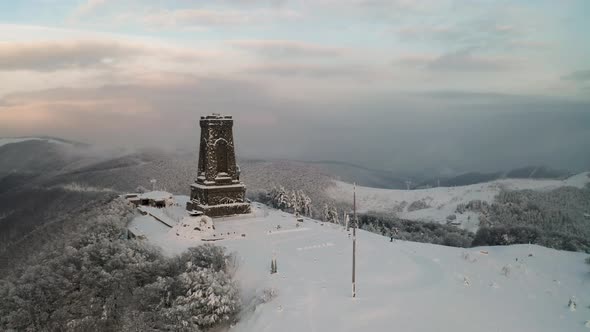 Drone flight above the Shipka National Monument