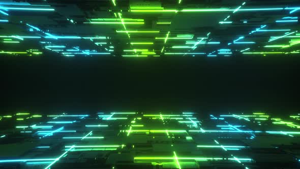 Green Neon Glowing Sci Fi Borders Moving