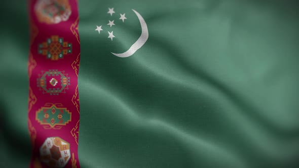 Turkmenistan Flag Textured Waving Front Background HD