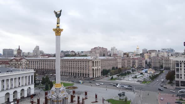 The Symbol of Kyiv, Ukraine - Independence Square Aerial View, Slow Motion