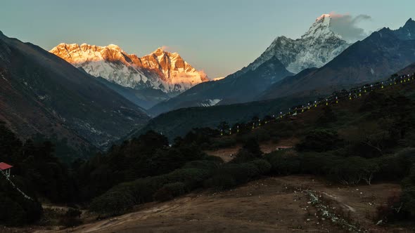 Ama Dablam And Everest View Sunset Timelapse. Nepal