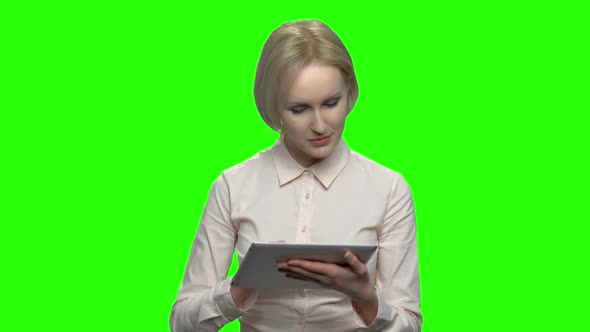 Female Business Speaker with Tablet