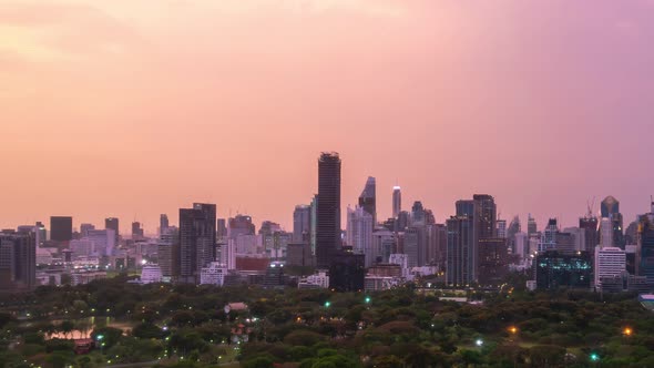 Day and Night Transition Time Lapse of Cityscape and Buildings in Metropolis