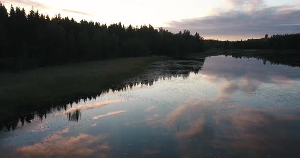 An aerial shot of a finnish sunrise