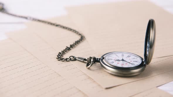 Old Vintage Clock on Table Close Up