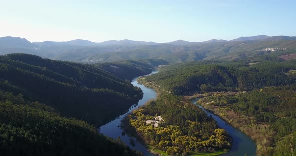 Aerial view over Serra da Estrela Natural Park 