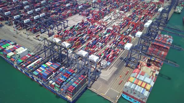 Top view of Kwai Tsing Container Terminals in Hong Kong