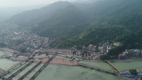 City of Haridwar state of Uttarakhand in India seen from the sky