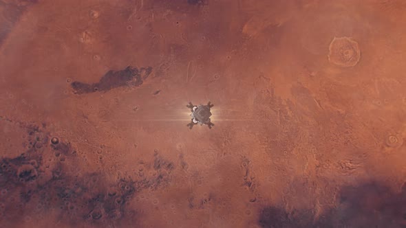 Spaceship Launching into Orbit From the Surface of Mars, The Red Planet