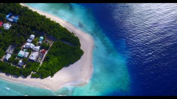 Aerial drone shot nature of luxury coastline beach trip by transparent sea and white sandy backgroun