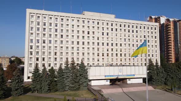 The Building of the Central Election Commission of Ukraine in Kyiv. Aerial. Slow Motion