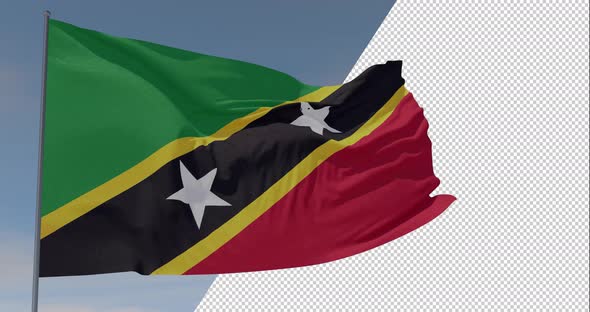 flag Saint Kitts and Nevis patriotism national freedom, seamless loop, alpha channel