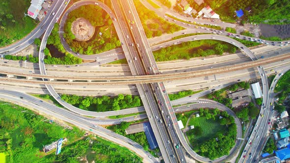 4K footage : aerial view from a drone flying over expressway