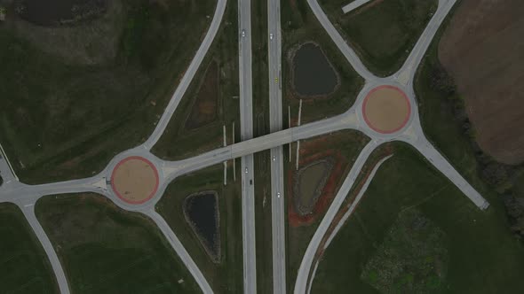 Aerial Top View of the Nonhectic Branching Out Highway Road