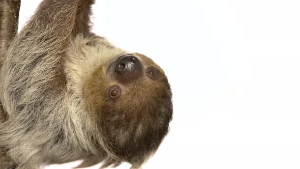 Awesome two toed sloth on white background