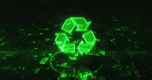 Recycling electronic waste data and sustainable industry symbol cyber concept