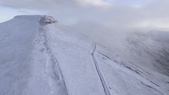 Snowy hills aerial winter panoramic view