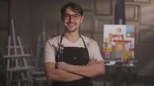 Portrait Of Smiling Male Painter