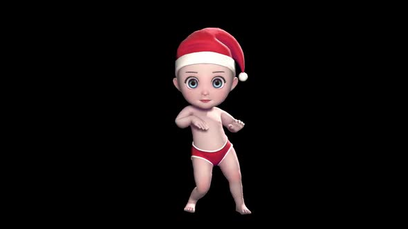 Santa baby dancing isolated with alpha