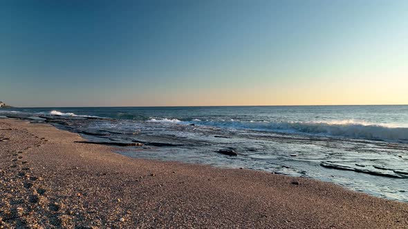 Seascape at Sunset Day Aerial 4K