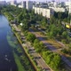 Aerial Drone Footage of Rusanivka District in Kyiv at Sunset Ukraine - VideoHive Item for Sale