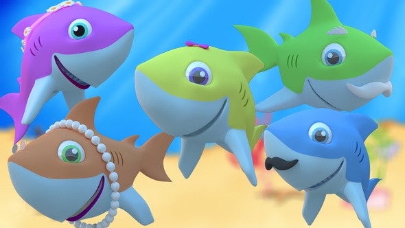 5 Cartoon Sharks Family Pack
