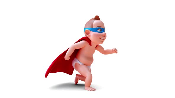 Fun 3D cartoon of a super baby