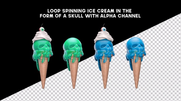 Loop spinning ice cream in the form of a skull