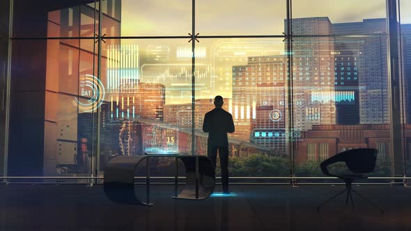 Trader And Infographic From Stock Data HD alt