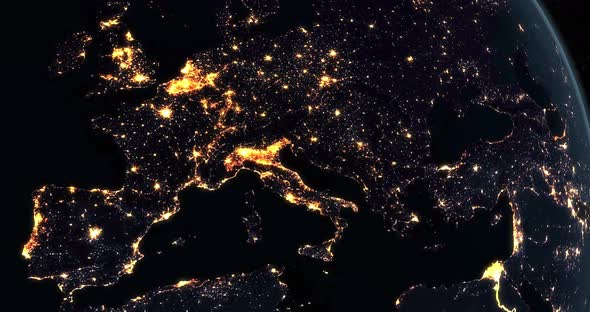 Europe at Night in Earth Planet