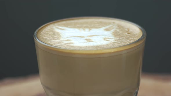 Cat Latte Art Close Up.