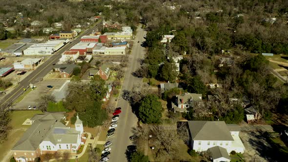 Aerial footage Fort Gaines Georgia USA