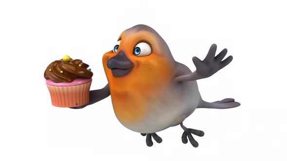 Fun 3D cartoon red robin with alpha