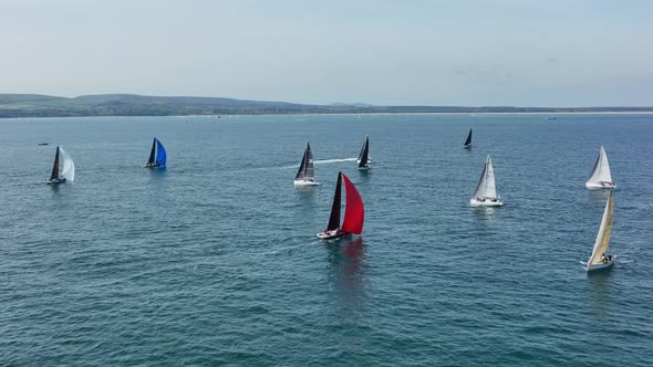 Yacht Race in the Summer Aerial View