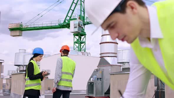 Big Construction Site on the Top of the Building
