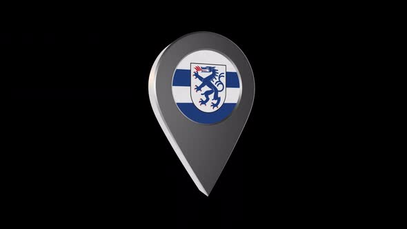 3d Animation Map Navigation Pointer With Flag Of Ingolstadt (Germany) With Alpha Channel - 2K