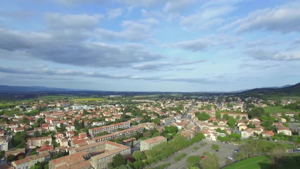 Flight Overlooking the Medieval European City with an Ancient Fortress and Carcassonne Castle 10