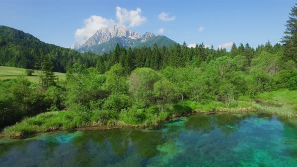 Beautiful green fields and mountain.Kranjska Gora.Slovenia