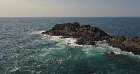 Drone aerial footage of Blow Hole Point in Kiama in Australia