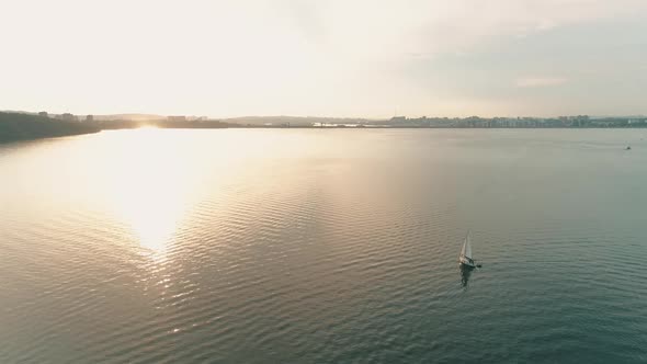 Sea View Against Background of Aerial Landscape and Wood