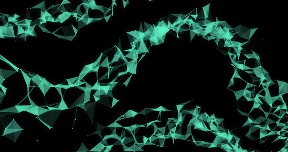 Green geometrical shapes against black background alt
