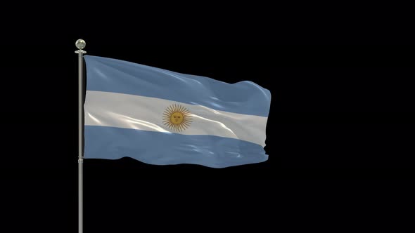 Argentina Looping Of The Waving Flag Pole With Alpha