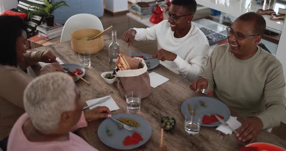 African family having fun together at lunch