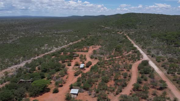 Stunning savanna landscape, aerial footage of the african nature on a sunny day