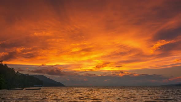 Ocean Sunset and Tropical Island