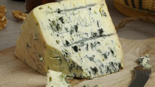  Piece of traditional French Bleu d'Auvergne cheese