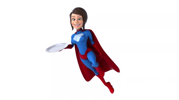 Fun 3D cartoon animation of a Super woman