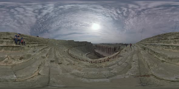 360 VR Roman Amphitheatre in Ancient Hierapolis City, Turkey